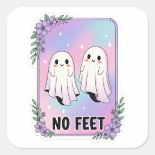 Carré Sticker Ghost mignon - Pastel Halloween "No Feet"