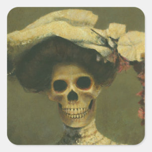 Carré Sticker Gothique Lady Squelette