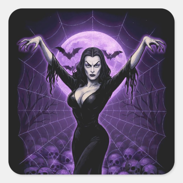Carré Sticker gothique Queen of the Web Vampire - violet (Devant)