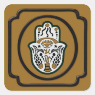 Carré Sticker Hamsa noir et or