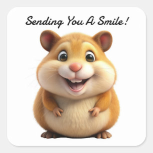 Carré Sticker hamster souriant
