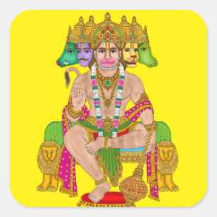 Carré Sticker Hanuman   Art spirituel hindou Lord Hanuma