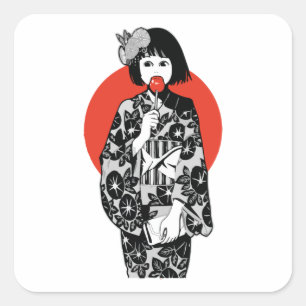 Carré Sticker japonais pour fille Kawai Kimono