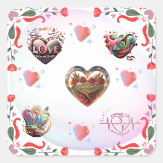 Carré Sticker Love Blossoms : Saint-Valentin romantique
