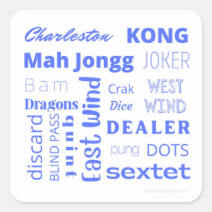 Carré sticker Mah Jongg en bleu