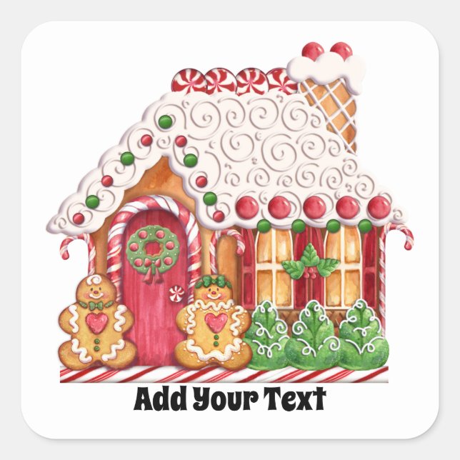 Carré Sticker Maison en pain d'épice de Noël (Devant)