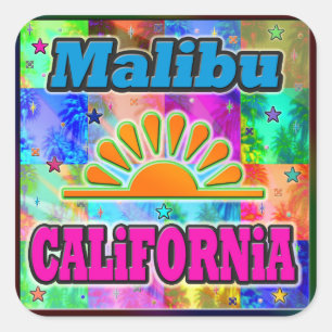 Carré Sticker Malibu Sun & Palms