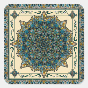 Carré Sticker Mandala de cadre en verre