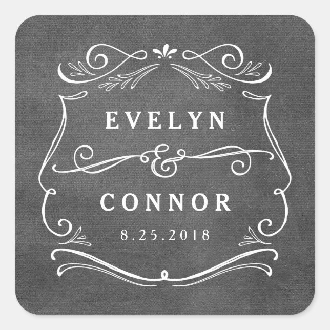 Carré Sticker Mariage couleur modifiable par rouleaux (Devant)