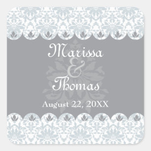 Carré Sticker Mariage damassé Gris À Pâte