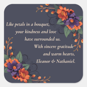 Carré Sticker Mariage de Gratitude Gothique Élégant