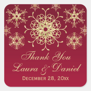 Carré Sticker Mariage de Parties scintillant rouge or