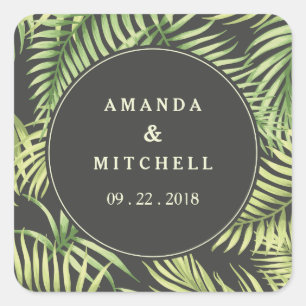 Carré Sticker Mariage Feuille de palme tropicale