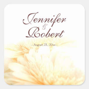 Carré Sticker Mariage Golden Floral Bride and Groom