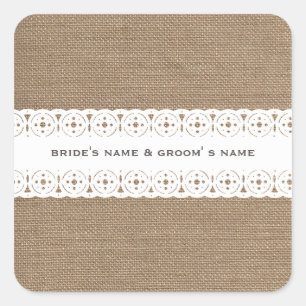Carré Sticker Mariage inspiré Burlap & Lace