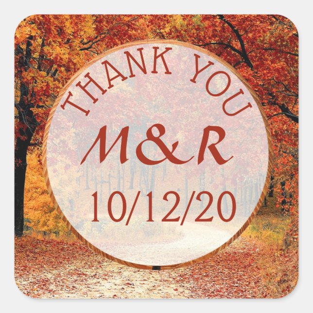 Carré Sticker Mariage Merci de feuilles d'automne person (Devant)
