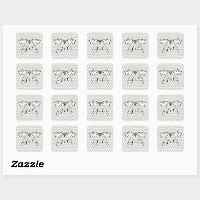 Carré Sticker Mariage pour colombes blanches personnalis (Feuille)