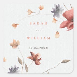 Carré Sticker Mariage pour fleurs de prairie estivale