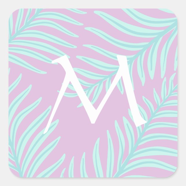 Carré Sticker Monogram Pastel Tropical (Devant)