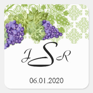 Carré Sticker Monogramme de mariage du jardin graphique