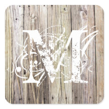 Sticker Monogramme en Bois patiné