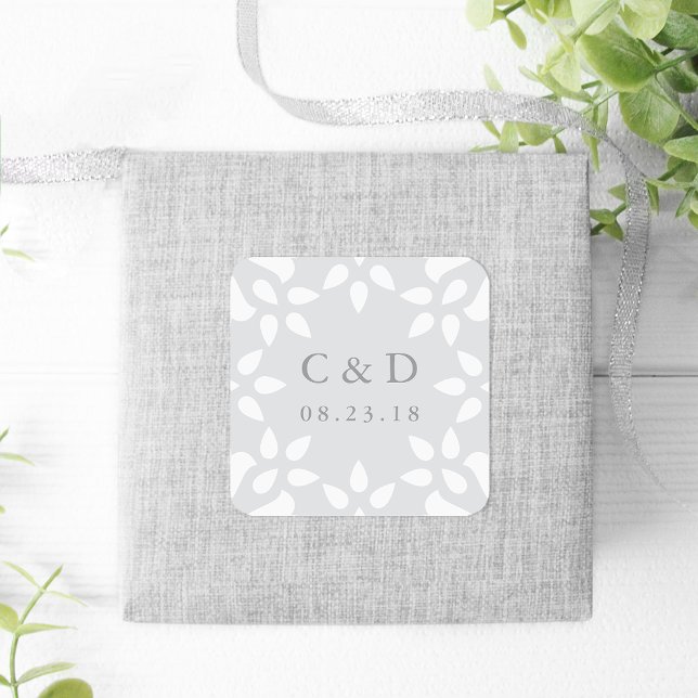 Carré Sticker Monogramme Mariage Arabesque | Gris (Créateur téléchargé)