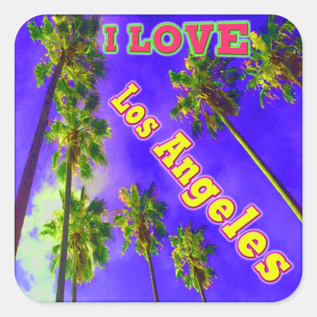 Carré Sticker "Palm Sky : I LOVE Los Angeles 1" (Devant)