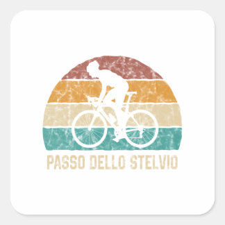 Carré Sticker Passo Dello Stelvio à vélo Grimpe Retro
