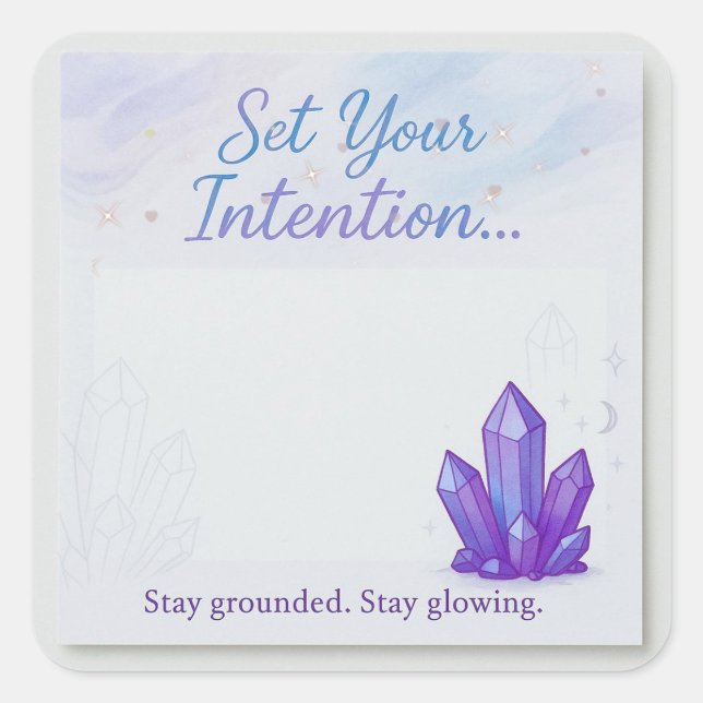 Carré Sticker Pastel À Thème Crystal Améthyste (Devant)