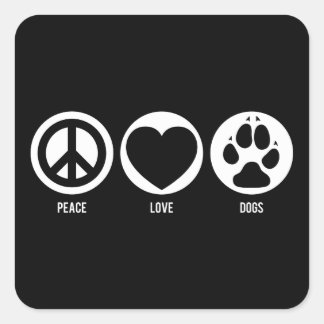 Carré Sticker Peace Love Dogs
