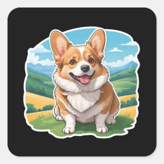 Carré Sticker Pembroke Welsh Corgi