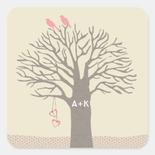 Carré Sticker personnalisé des initiaux d'amour des Insé