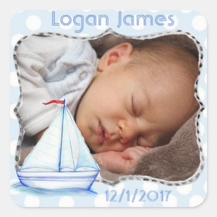 Carré Sticker photo pour bébé nautique