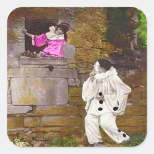 Carré Sticker Pierrot et Columbine