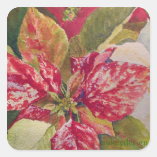 Carré Sticker Poinsettia Varié