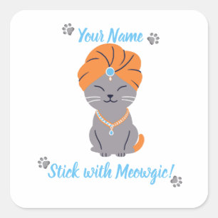 Carré Sticker pour chat mignon personnalisé - Stick avec