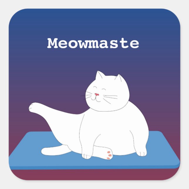 Carré Sticker pour chat Yoga Meowmaste (Devant)