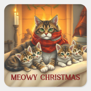 Carré Sticker pour chats de Noël