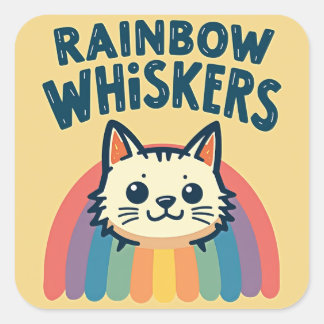 Carré Sticker pour chats Rainbow Whiskers
