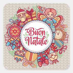 CARRÉ STICKER POUR DIRE **MERCI NOËL** "STYLE ITALIEN"