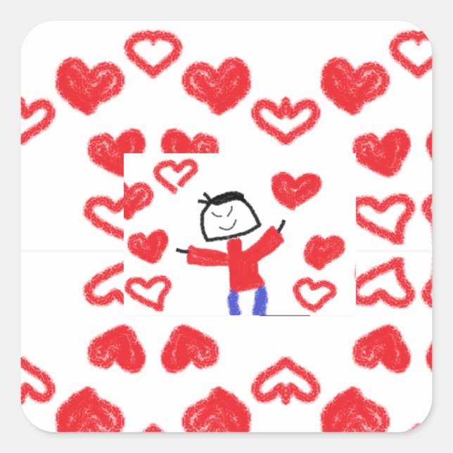 Carré Sticker pour la Saint Valentin de champignons (Devant)