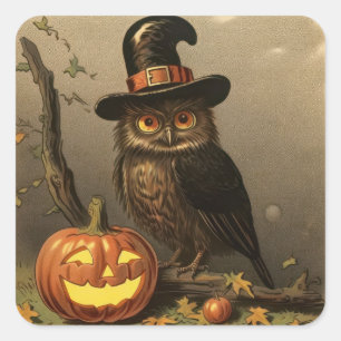 Carré Sticker pour l'Halloween pour hibou et lanterne Ci