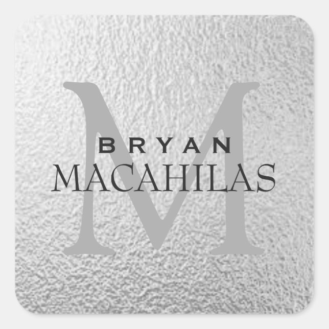 Carré Sticker pour monogramme pour huile d'argent profes (Devant)