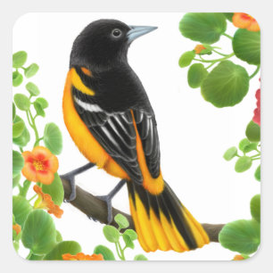 Carré Sticker pour oiseaux sauvages Baltimore Oriole