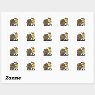 Carré Sticker pour panier à fruits mignon pour fermier b