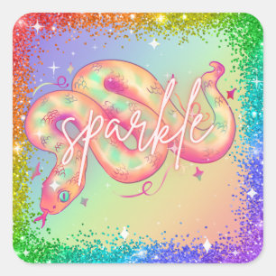 Carré Sticker pour serpent arc-en-ciel