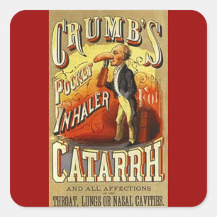 Carré Sticker Publicité Vintage Inhaler Cure Catarrh