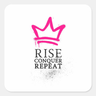 Carré Sticker Queen - Lever, Conquérir, Répéter