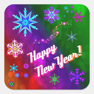 Carré Sticker Rainbow Snowflakes