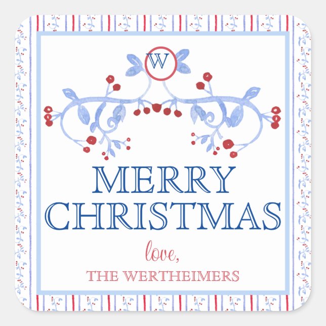 Carré Sticker Red Blue Grand Millennial (Devant)